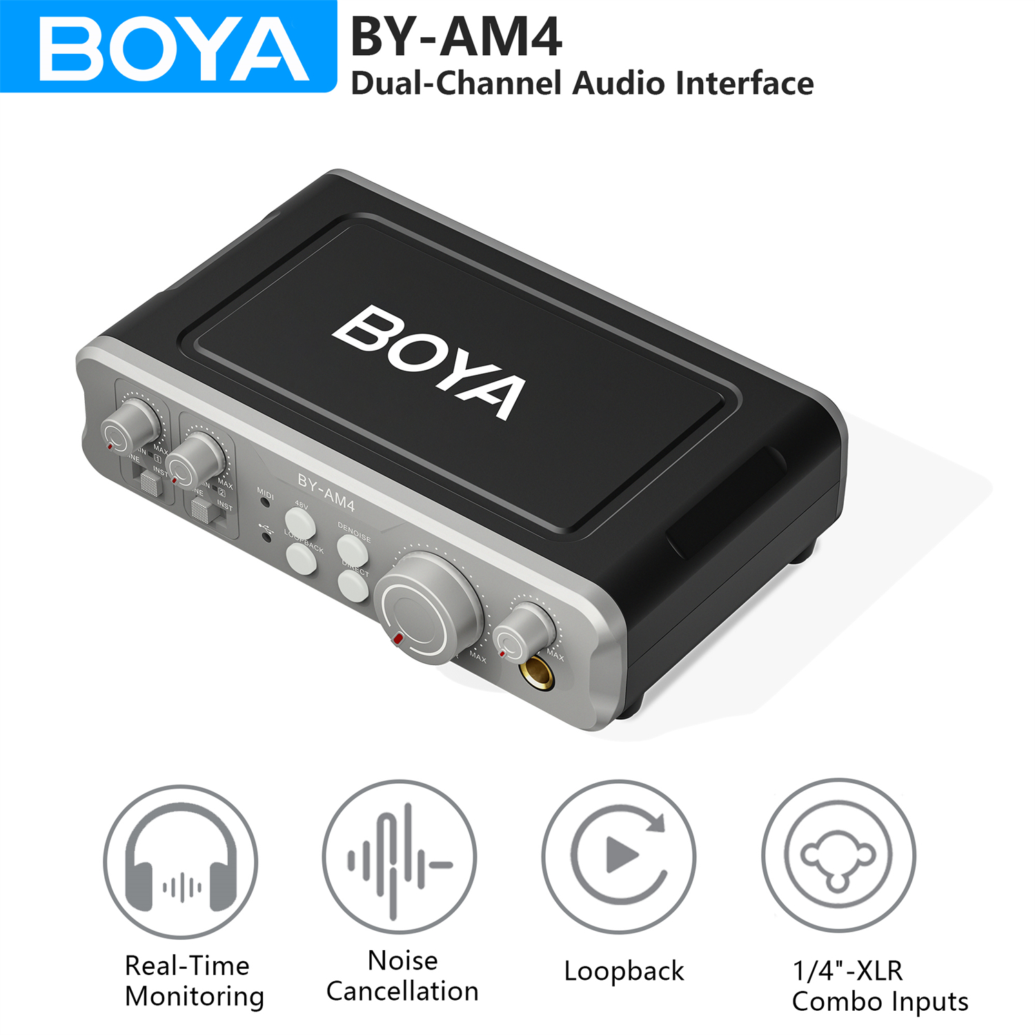 Audio Music By - BOYA BY-AM4 Dual-Channel Audio Interface for