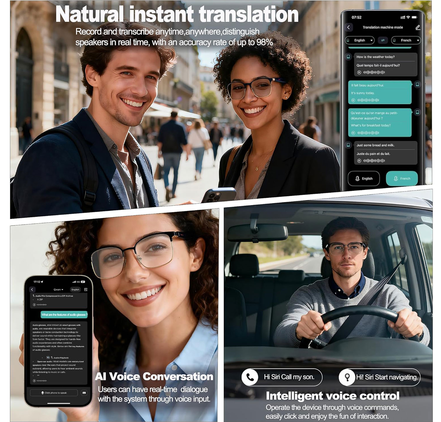 Smart Audio Glasses with Real- – Audio Music Hifi recenzja i cena